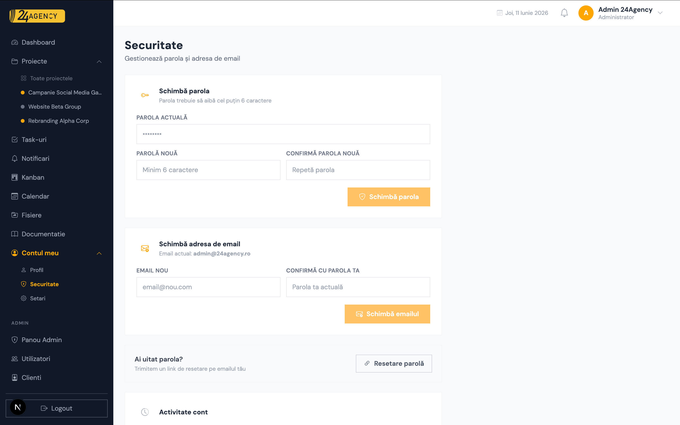 Notificări & Feed Activitate