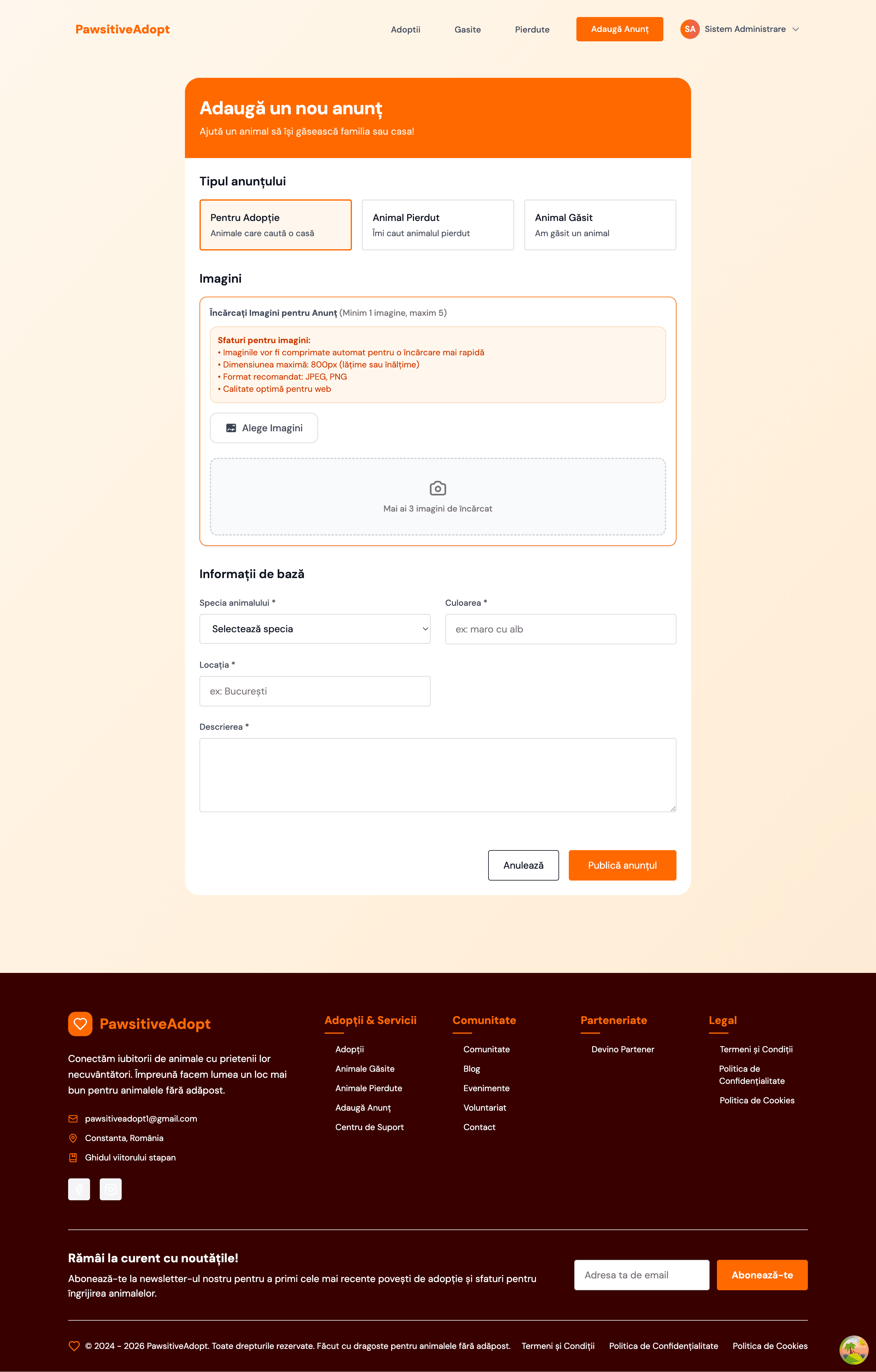 New Pet Listing Form