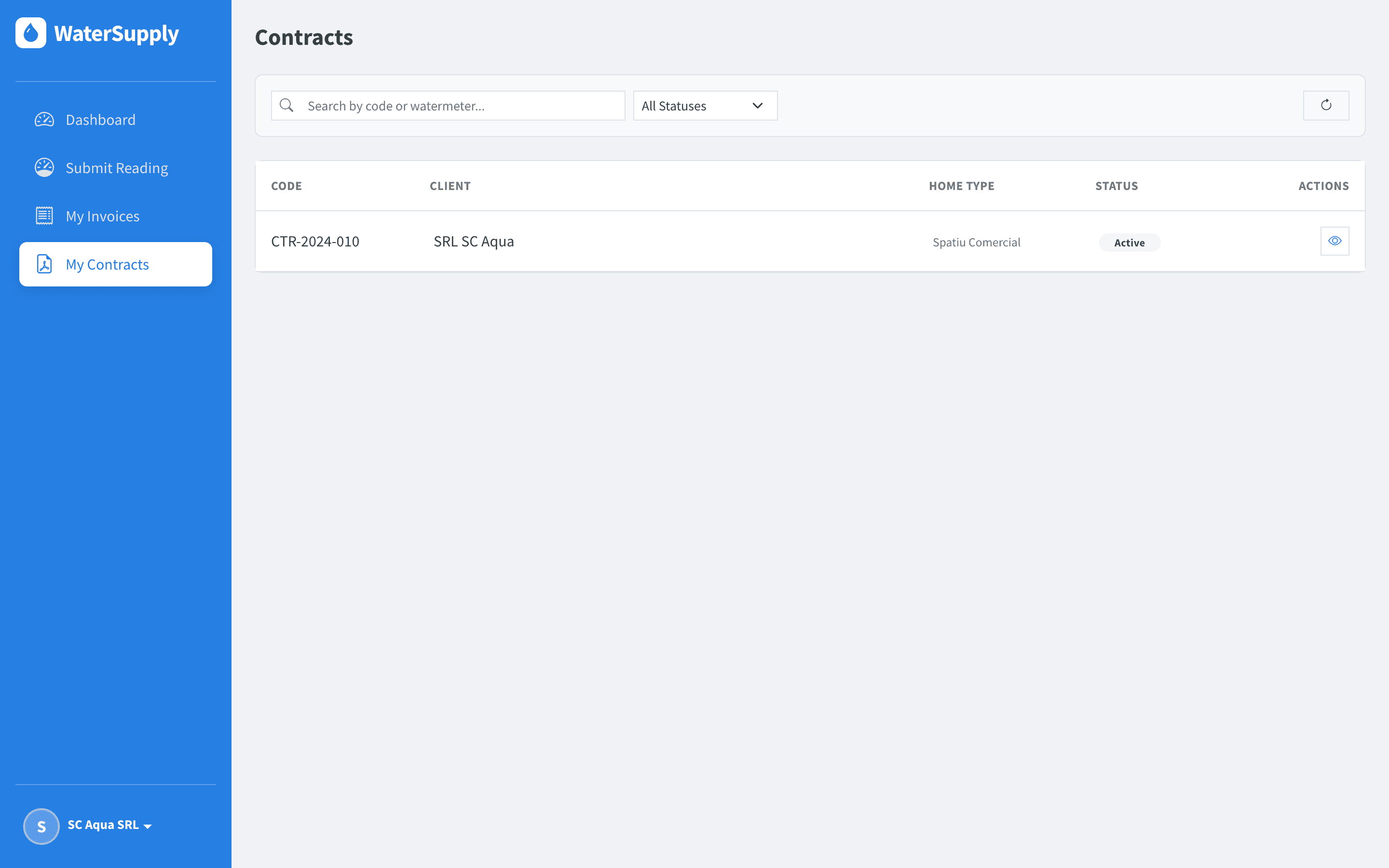 Client Contracts View